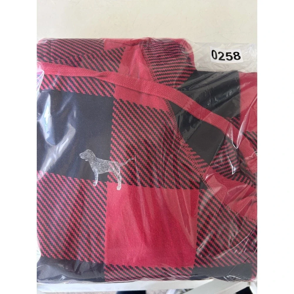 Victoria Secret PINK Red Buffalo Plaid Hooded Sherpa Long Jane One-Piece PJ - SM - Picture 15 of 15